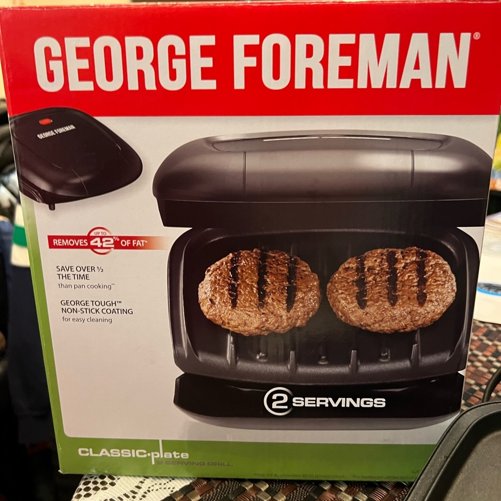 George Foreman classic plate 2 serving grill - used